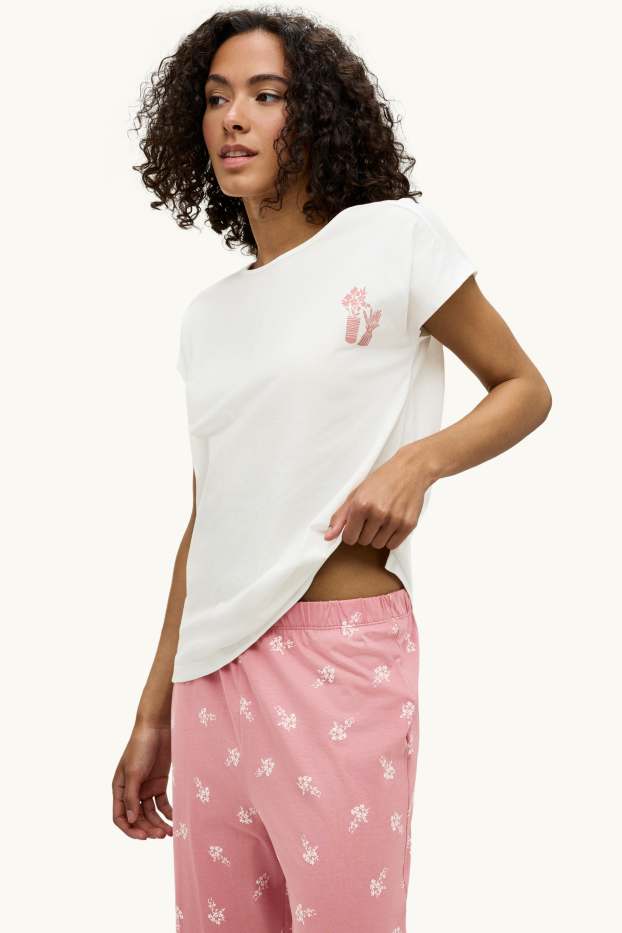 Femei - Pijama - alb / roz