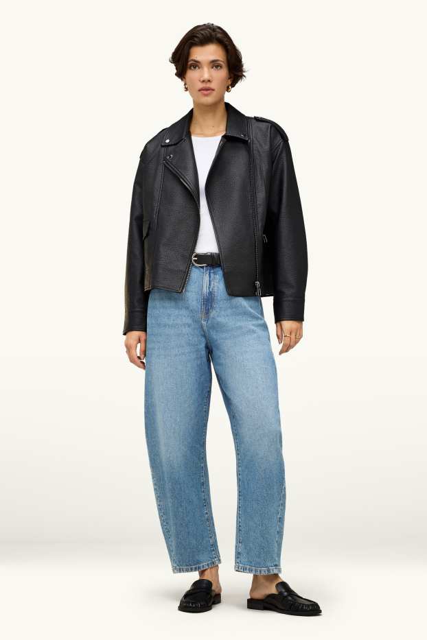 Damen - Barrel Jeans - High Waist - jeansblau