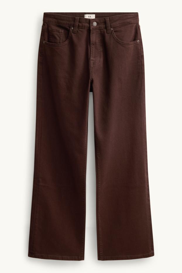 Femei - Baggy jeans - talie medie - maro închis
