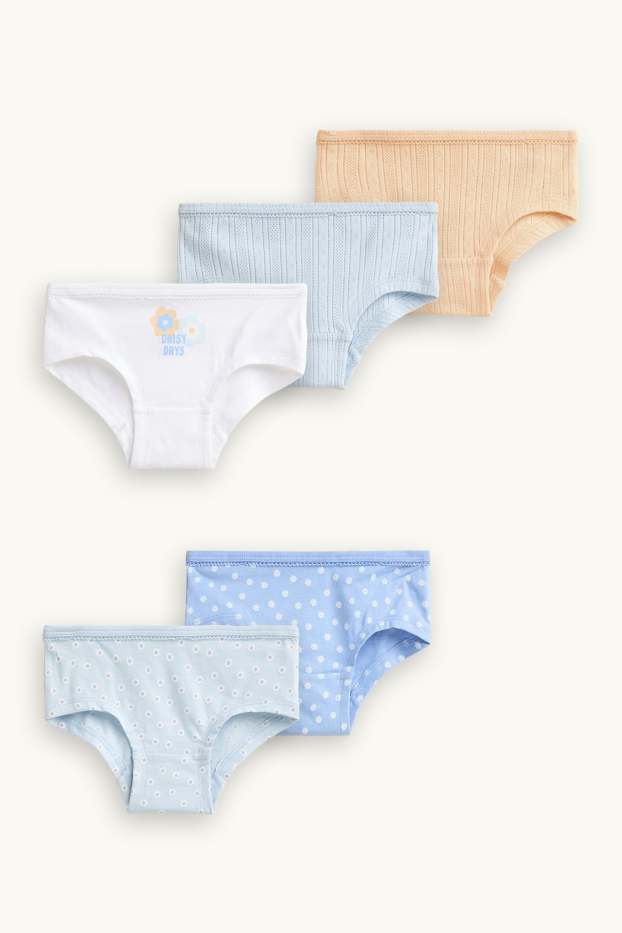 Copii - Fete - Multipack 5 perechi - floare - chiloți hipster - albastru