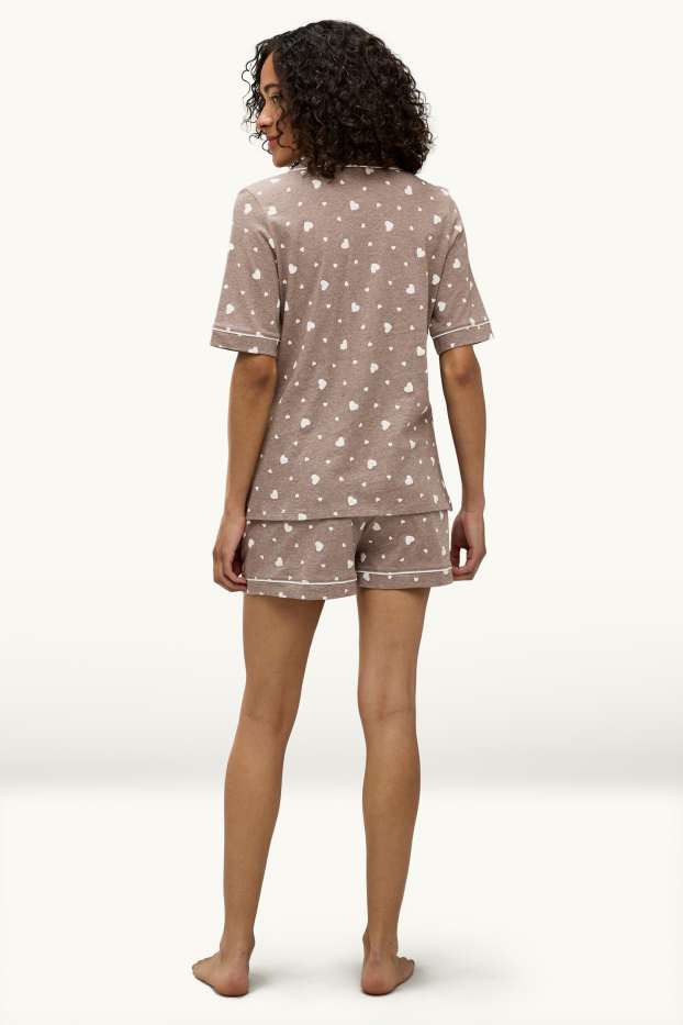 Women - Short pyjamas - patterned - brown