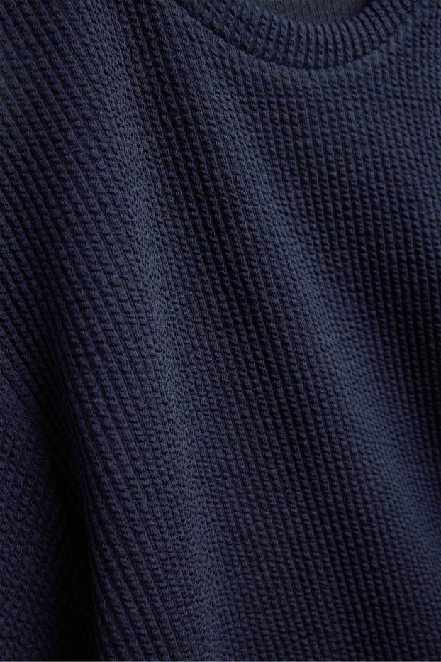 Heren - T-shirt - regular fit - met structuur - donkerblauw