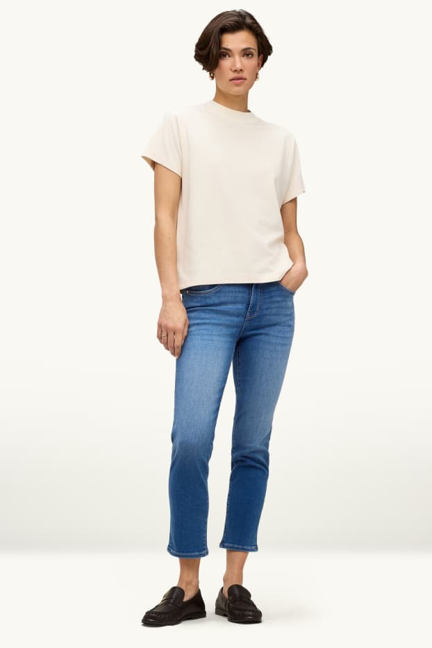 Dona - Crop slim jeans - mid waist - LYCRA® - texà blau