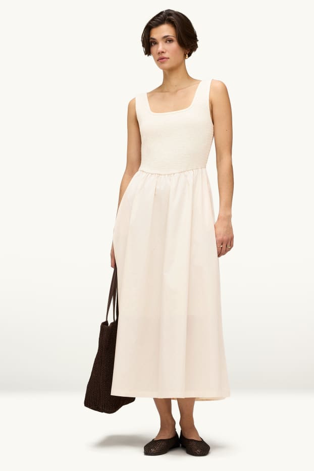 Damen - Kleid - cremefarben