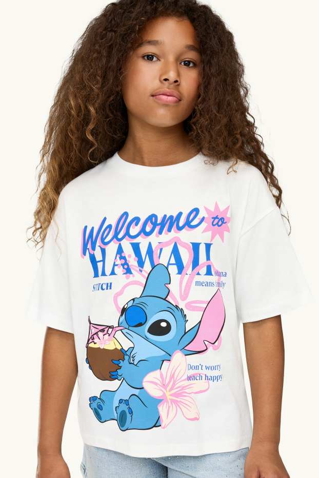 Kinder Mädchen - Lilo & Stitch - Kurzarmshirt - weiß