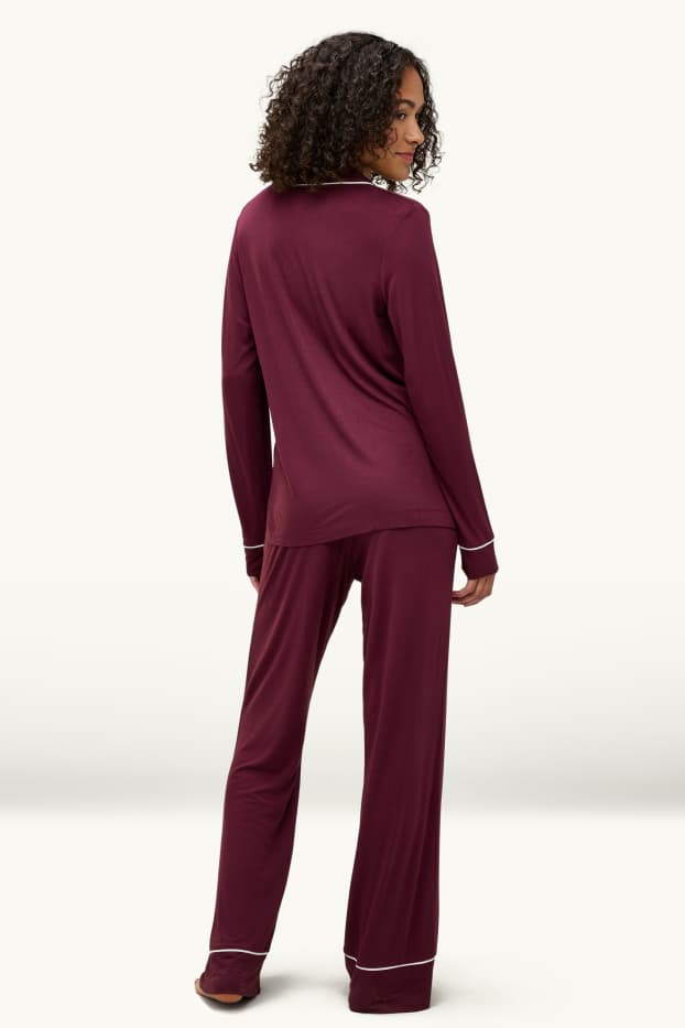 Femei - Pijama din viscoză - bordo