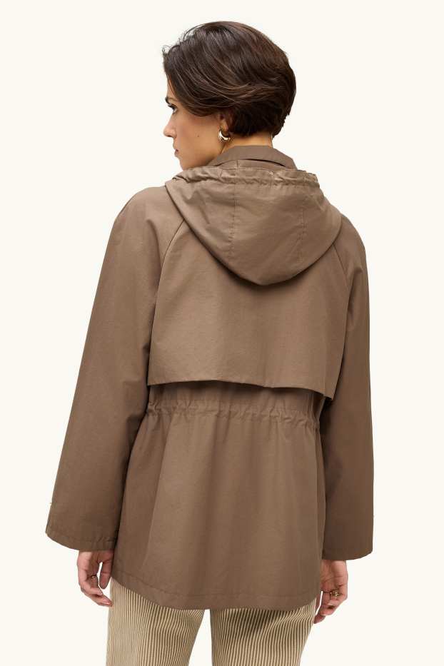 Damen - Jacke mit Kapuze - wasserabweisend - braun