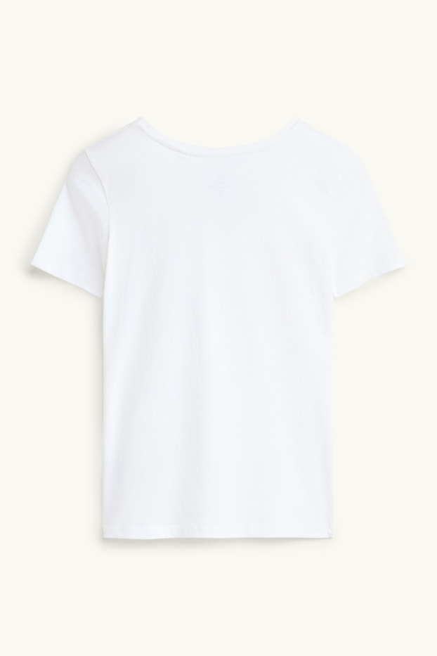 Damen - Multipack 3er - T-Shirt mit V-Ausschnitt - Slim Fit - weiss