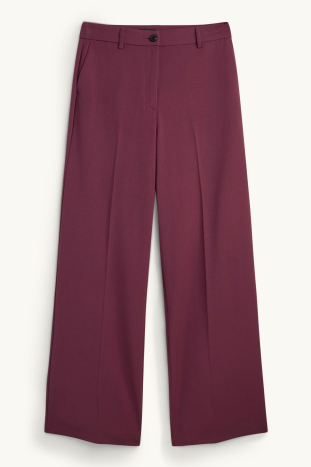 Femmes - Pantalon en toile - mid waist - straight fit - bordeaux