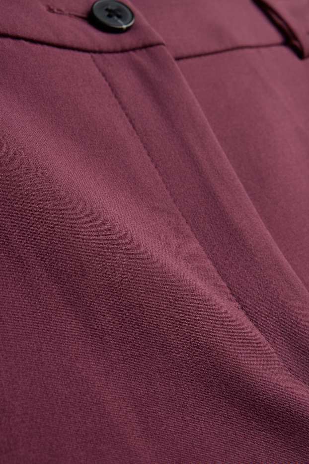Femmes - Pantalon en toile - mid waist - straight fit - bordeaux