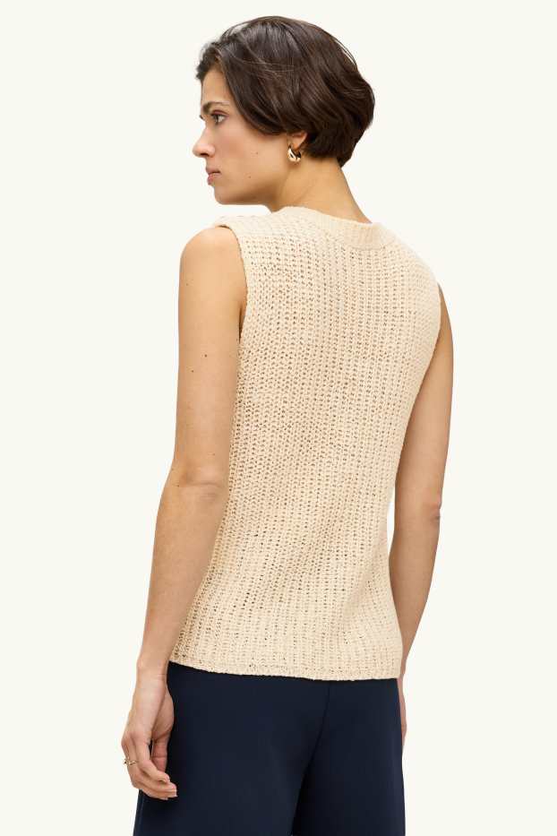 Donna - Gilet in maglia - crema