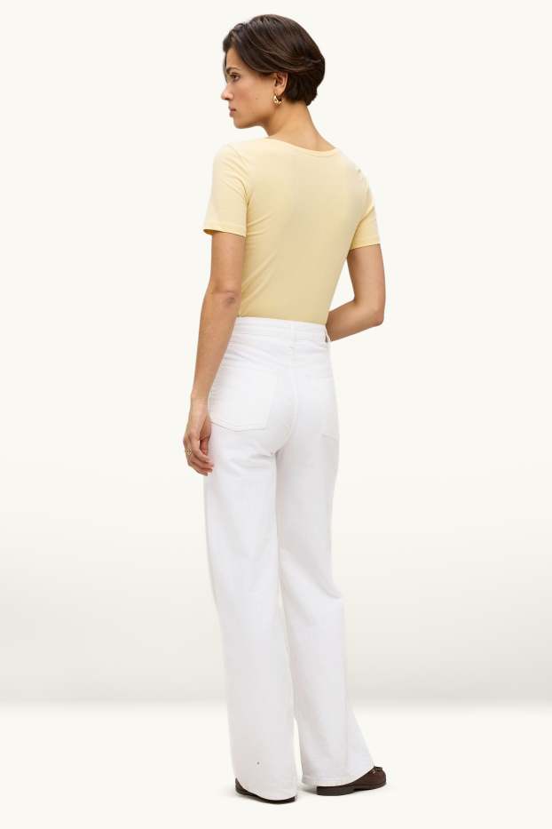 Damen - Wide Leg Jeans - High Waist - weiß