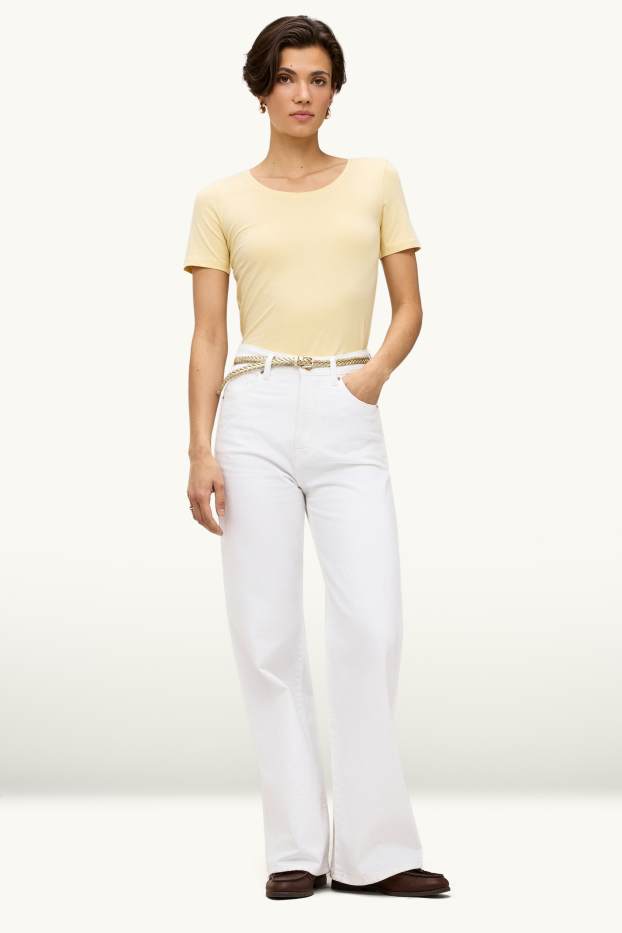 Damen - Wide Leg Jeans - High Waist - weiß