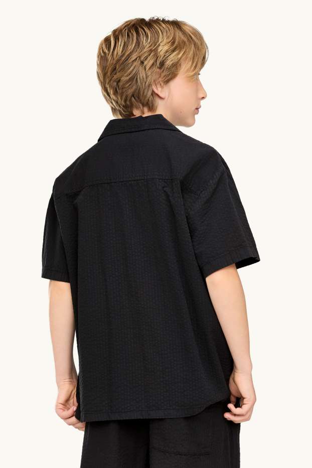 Kinderen: jongens - Mousseline overhemd - zwart