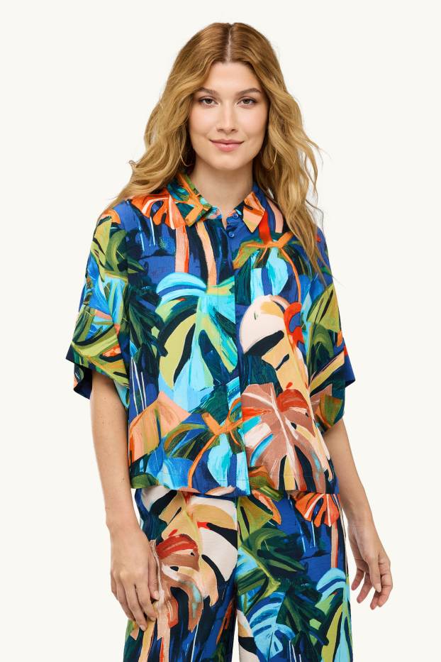 Damen - Hemdbluse - gemustert - bunt