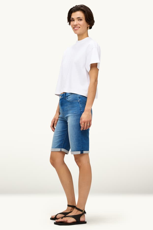 Dona - Bermudes texanes - mid waist - blau