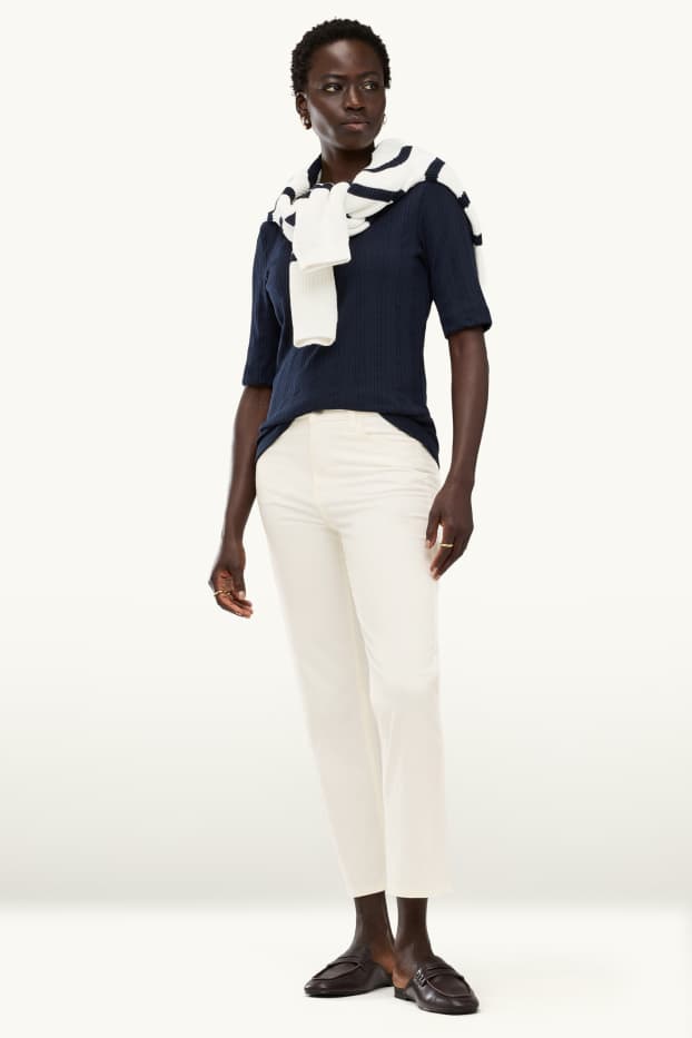 Dames - Pantalon - mid waist - straight leg - wit