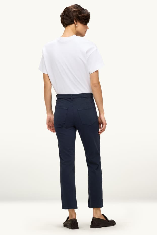 Dames - Pantalon - mid waist - straight leg - donkerblauw