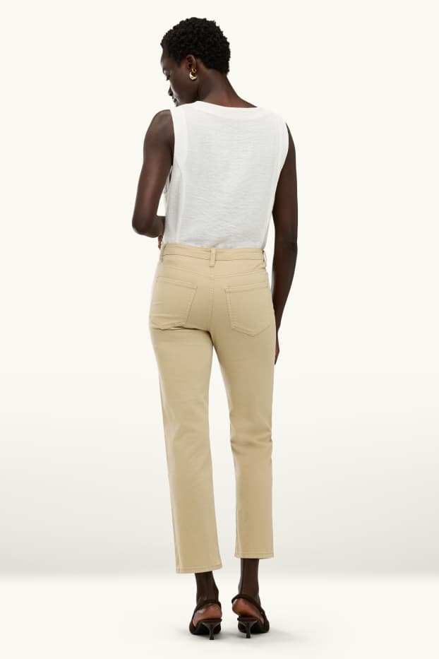 Donna - Pantaloni di stoffa - vita media - straight leg - beige