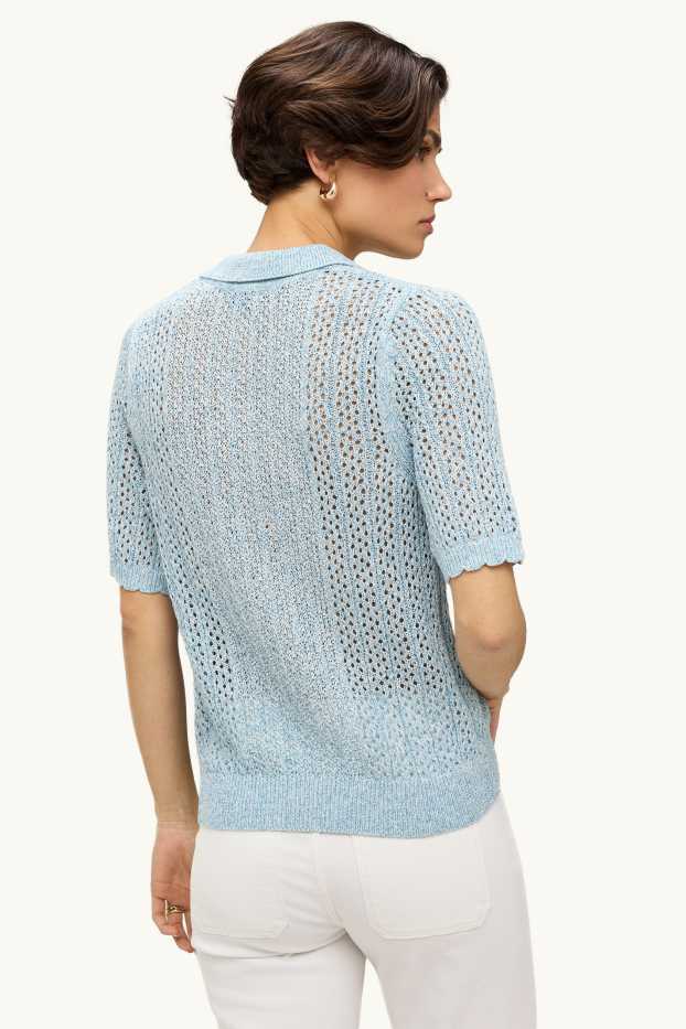 Femmes - Pull en crochet - bleu clair