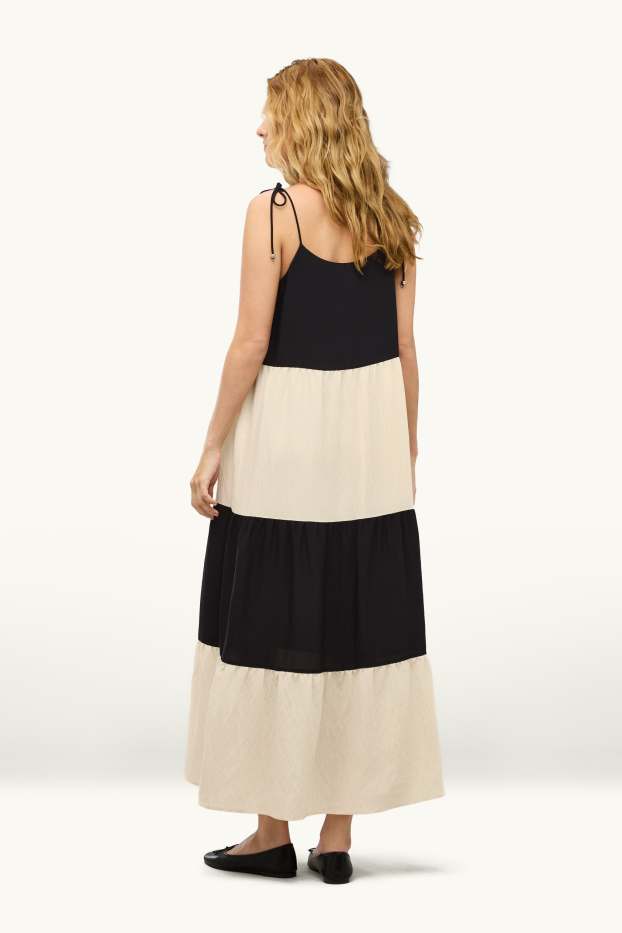 Women - A-line dress - striped - black / white