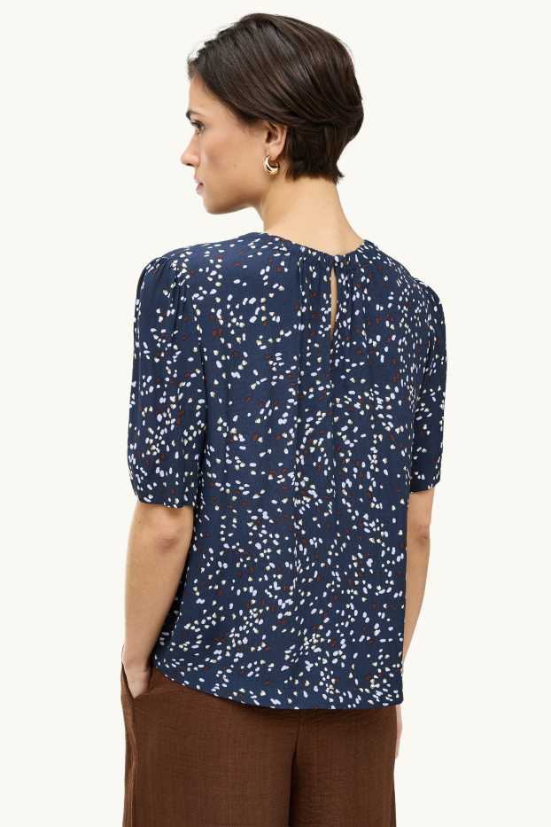 Dames - Blouse - met stippen - blauw
