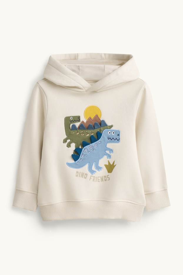 Děti - chlapci - Dinosauři - mikina s kapucí - béžová