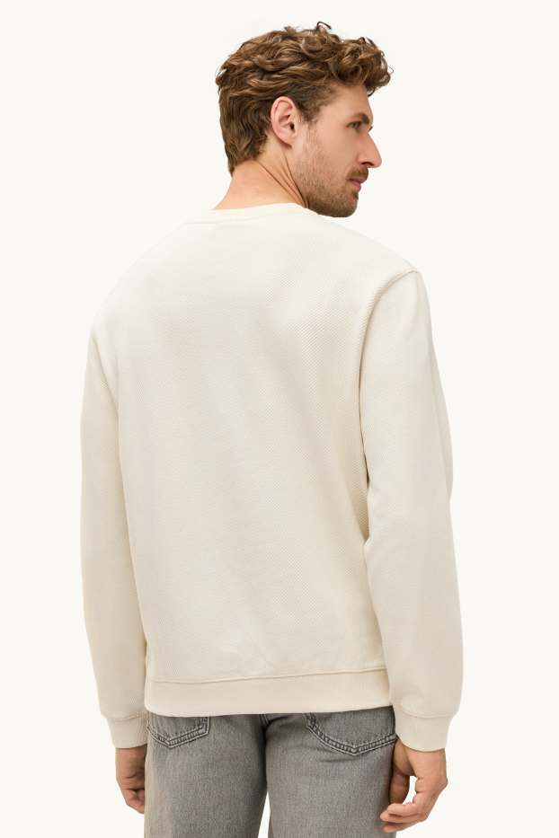 Herren - Sweatshirt - strukturiert - cremefarben