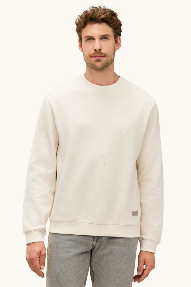 Herren - Sweatshirt - strukturiert - cremefarben