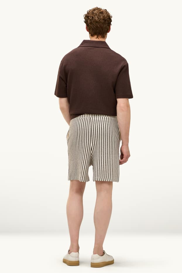 Herren - Strick-Shorts - gestreift - braun