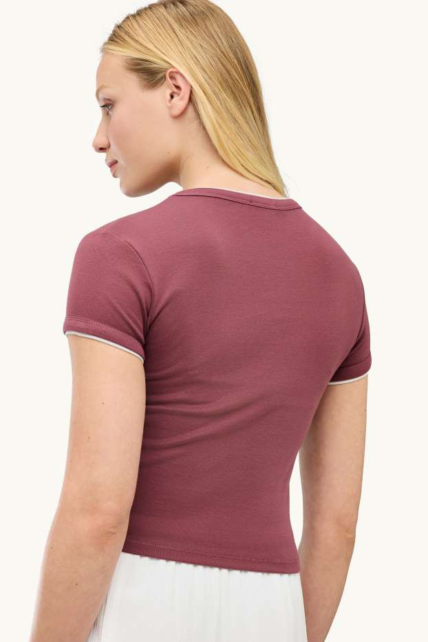 Mujer - Camiseta - slim fit - look 2 en 1 - rojo