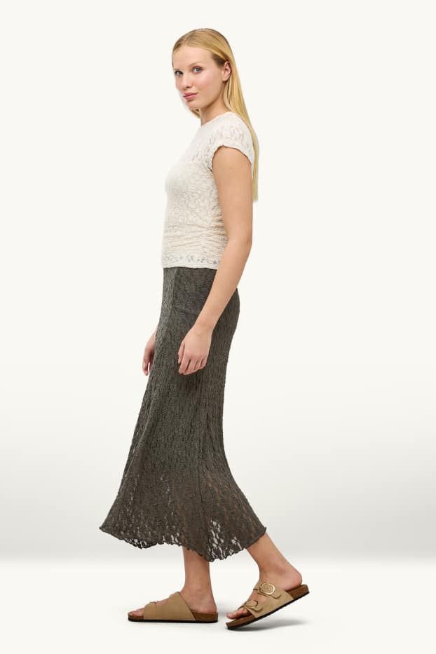 Damen - Mesh-Rock - strukturiert - braun