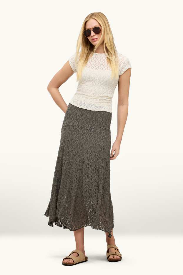 Damen - Mesh-Rock - strukturiert - braun