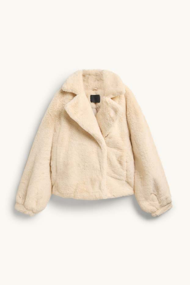 Donna - Giacca in pelliccia sintetica - bianco crema