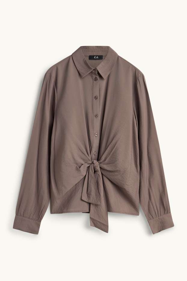 Donna - Camicia con nodo - tortora