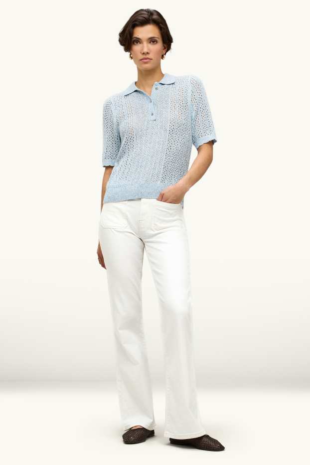 Femmes - Flared jean - mid waist - blanc