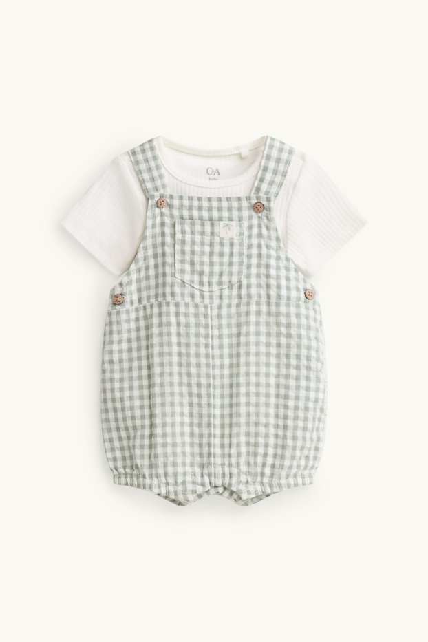 Baby Buben - Erstlingsoutfit - Palme - 2 teilig - grün / cremeweiß