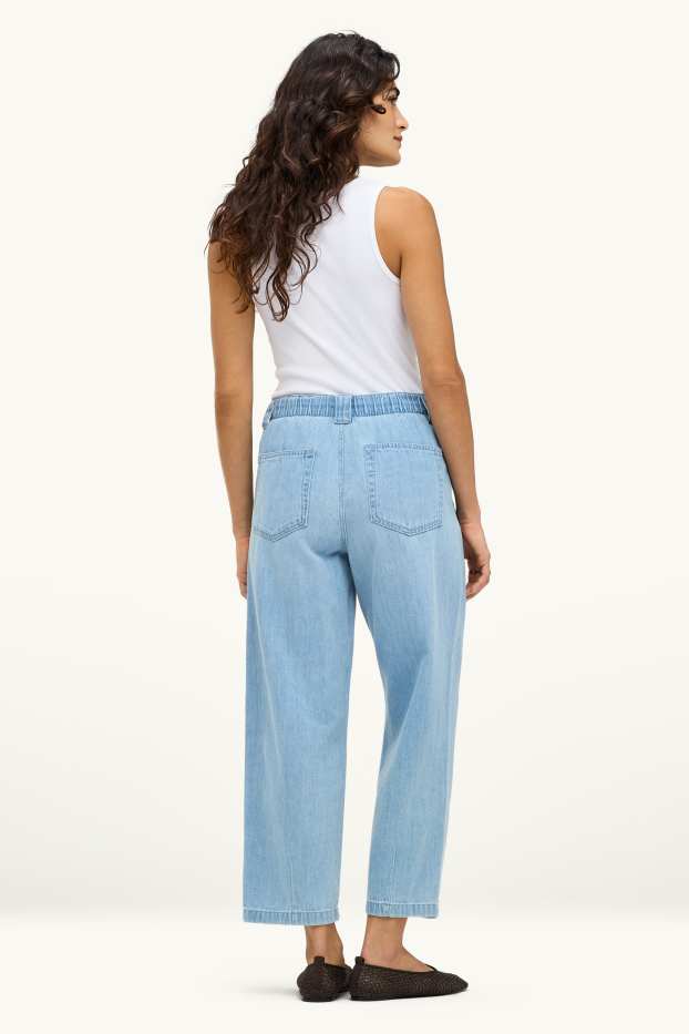 Women - Barrel jeans - mid-rise waist - blue denim