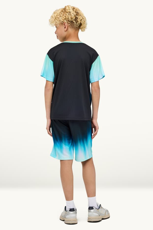 Kinder Buben - Gamer - Set - Kurzarmshirt und Shorts - 2 teilig - blau  / schwarz