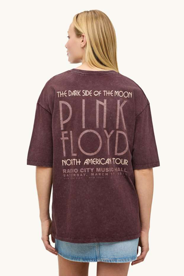 Damen - T-Shirt - Oversized - gemustert - Pink Floyd - braun