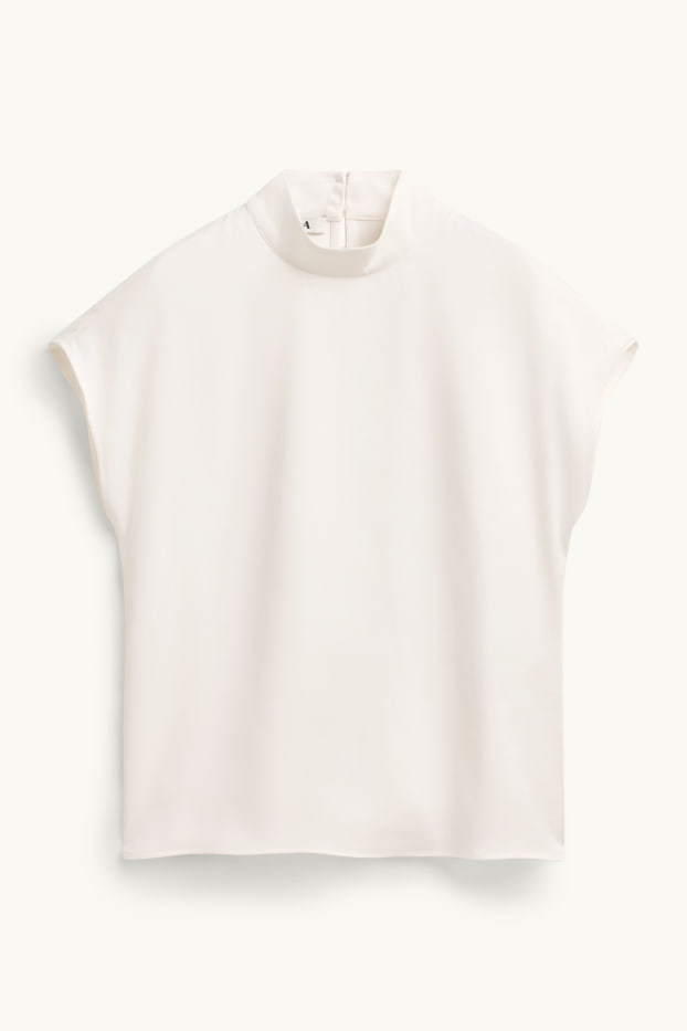 Femmes - Chemisier en satin - blanc crème