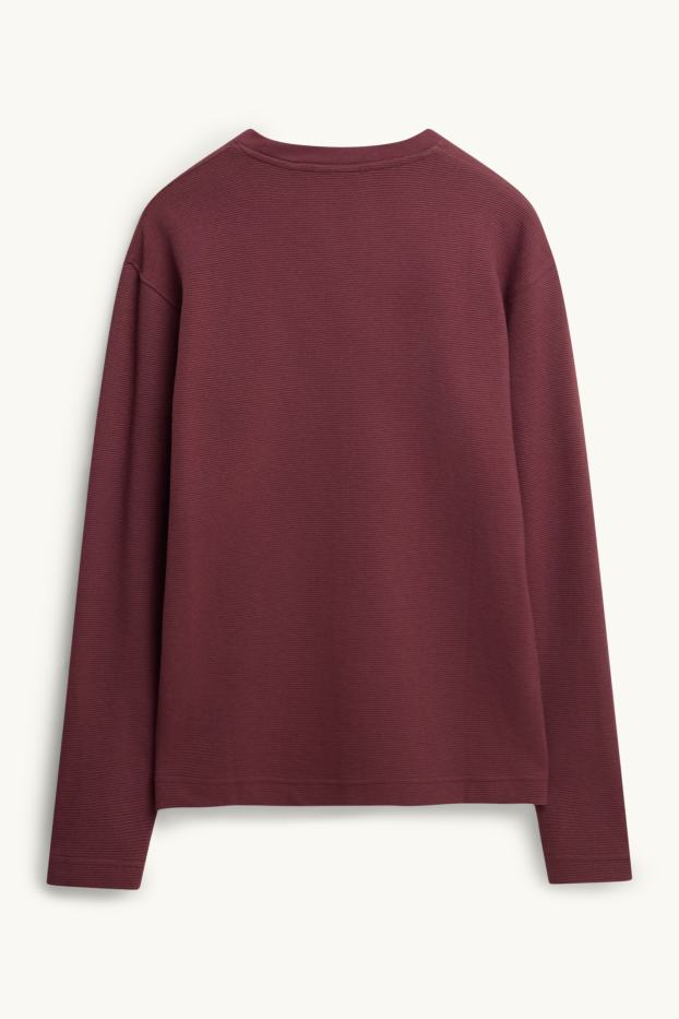 Bărbați - Tricou cu mânecă lungă - relaxed fit - reiat - bordo