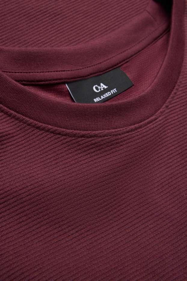 Bărbați - Tricou cu mânecă lungă - relaxed fit - reiat - bordo