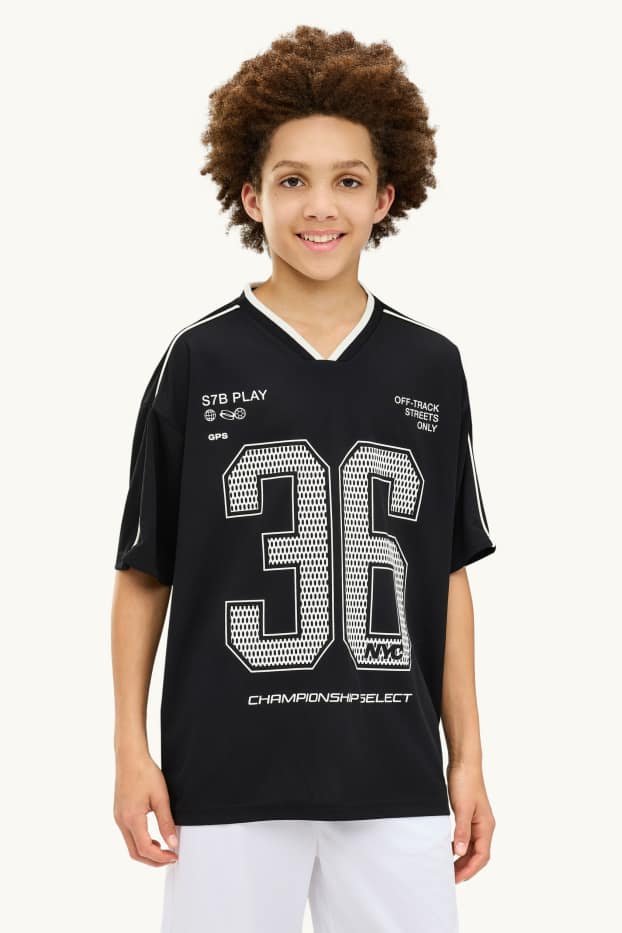 Kinderen: jongens - Set van 2 - T-shirt - wit / zwart