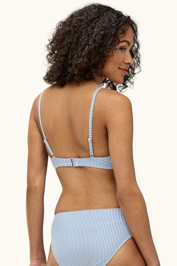 Femmes - Haut de bikini - ampliforme - sans armatures - LYCRA® XTRA LIFE™ - à rayures - blanc / bleu