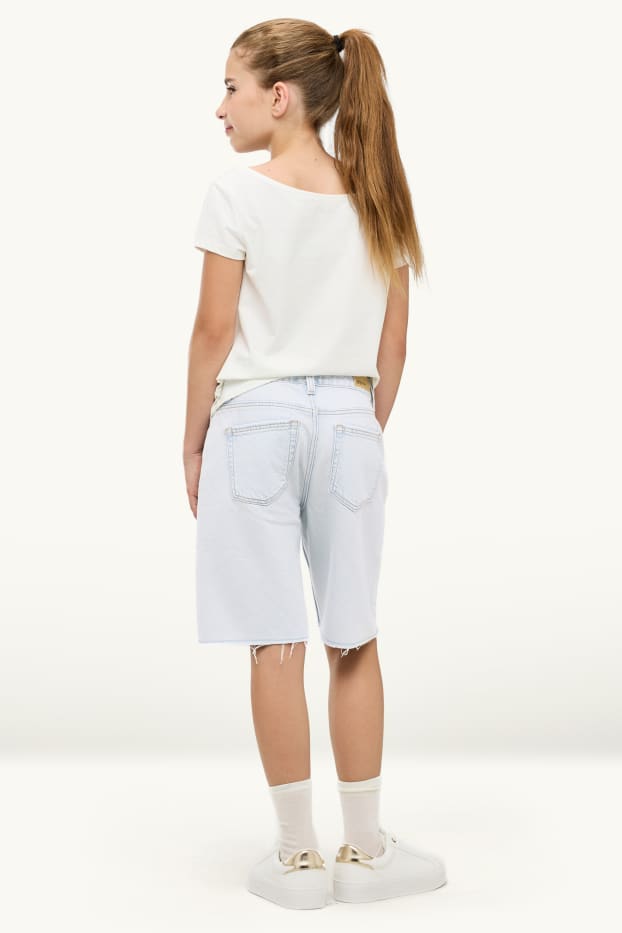 Kinder Mädchen - Graffiti - Jeans-Shorts - hellblau