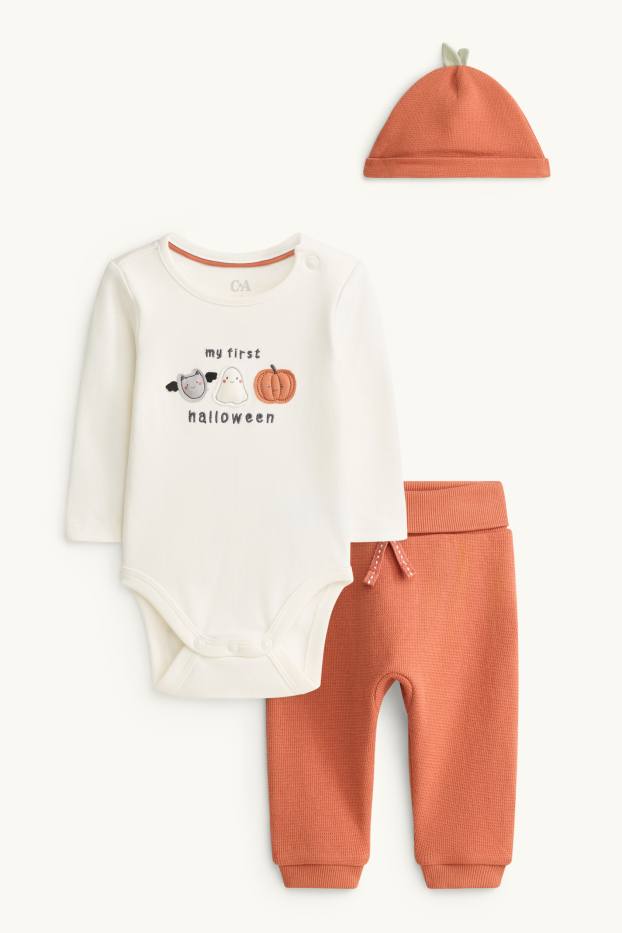Baby Boys - Halloween - newborn outfit - 3 piece - white / orange
