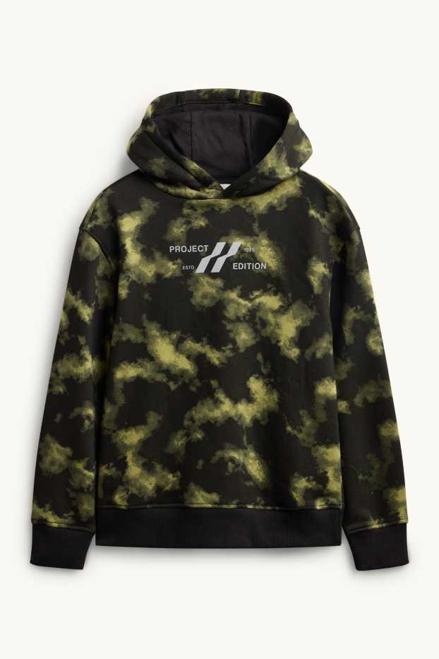 Enfants garçons - Ensemble - sweat à capuche et pantalon de jogging - 2 pièces - à motif - noir