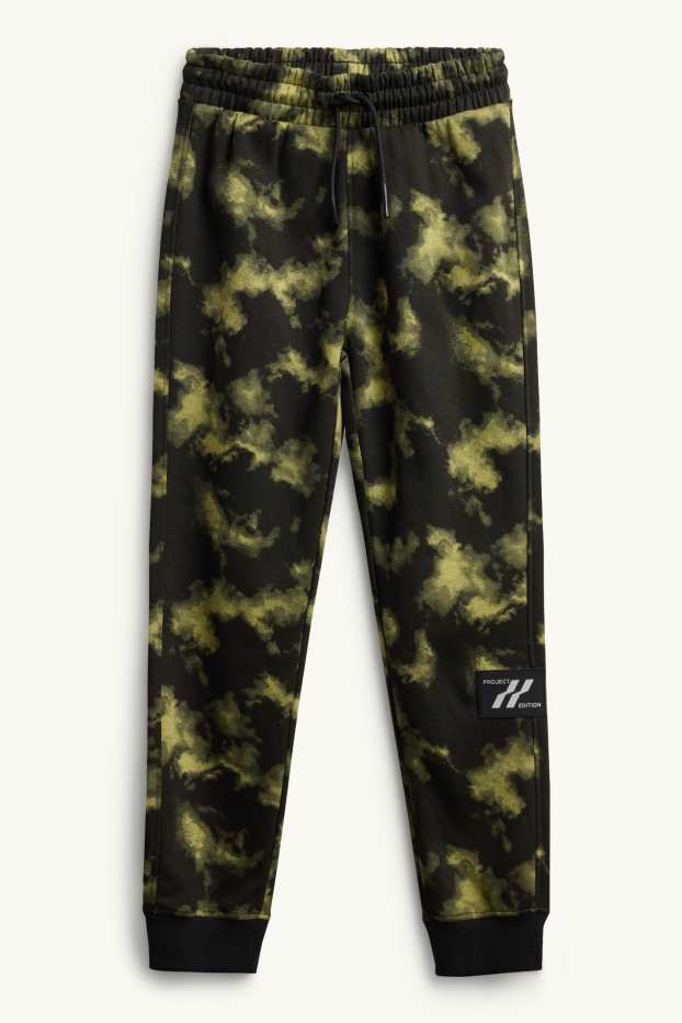 Enfants garçons - Ensemble - sweat à capuche et pantalon de jogging - 2 pièces - à motif - noir