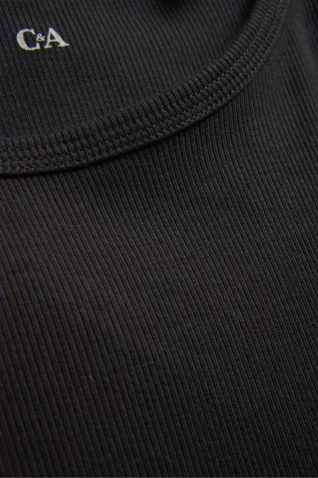 Femei - Tricou cu mânecă lungă - slim fit - reiat - negru